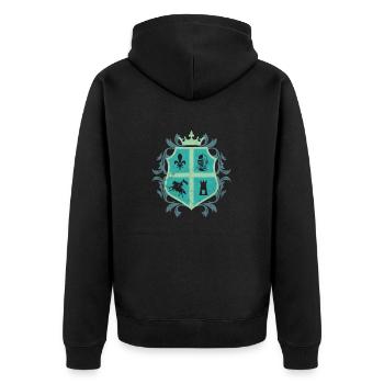 Ritter Wappen Schild Geschenk Kind Sohn Burg - Unisex Premium Bio Zip Hoodie - Schwarz - Hinten - Nico (187cm)