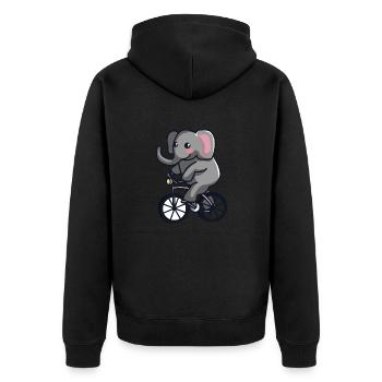 Elephant on bike - Unisex Premium Organic Zip Hoodie - black - Back - Nico (187cm)