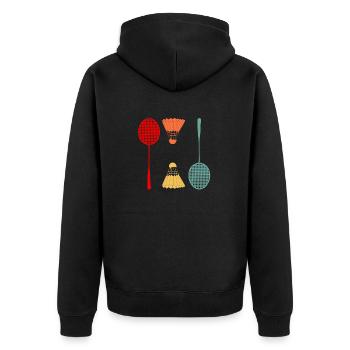 badminton - Unisex Premium Organic Zip Hoodie - black - Back - Nico (187cm)
