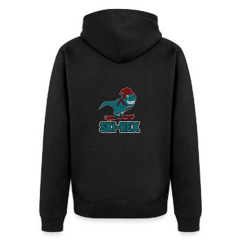 Dinosaurier - Unisex Premium Bio Zip Hoodie - Schwarz - Hinten - Nico (187cm)