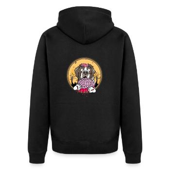 Swiss Bernese Mountain Dog Halloween Zombie Dog - Unisex Premium Organic Zip Hoodie - black - Back - Nico (187cm)