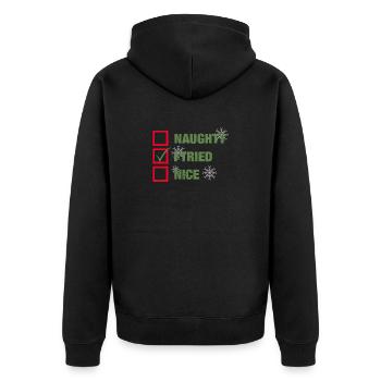Funny Christmas t-shirt gift - Unisex Premium Organic Zip Hoodie - black - Back - Nico (187cm)