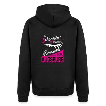Augsburg - Unisex Premium Bio Zip Hoodie - Schwarz - Hinten - Nico (187cm)