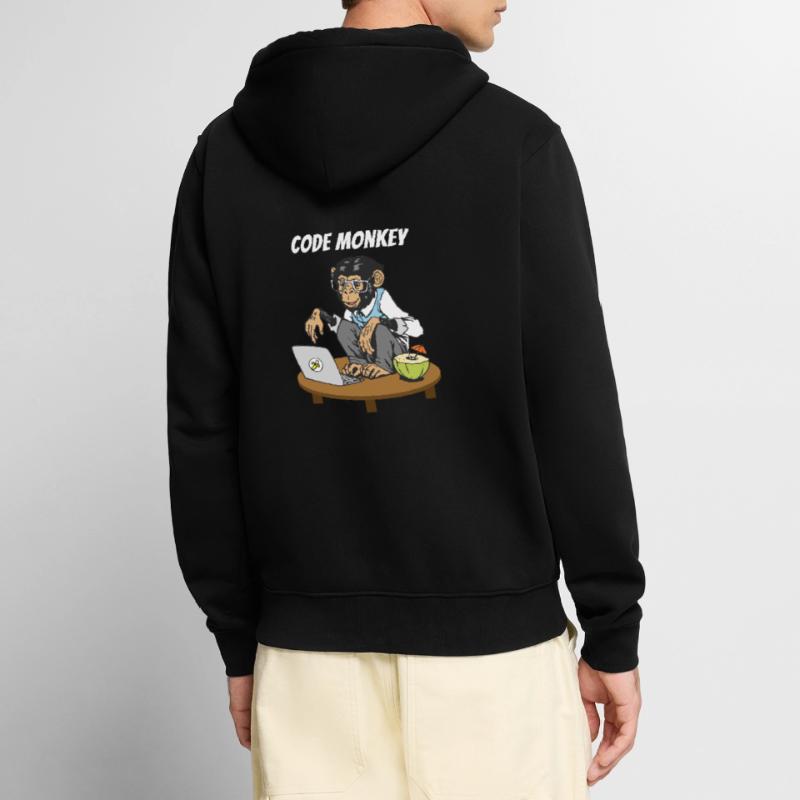 Code Monkey Progammierer Affe Coding Äffchen Unisex Premium Bio Zip Hoodie