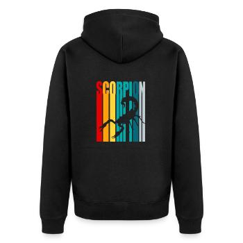 Skorpion retro Style - Unisex Premium Bio Zip Hoodie - Schwarz - Hinten - Nico (187cm)
