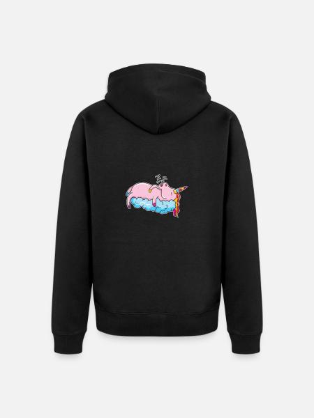 Einhorn nope - Unisex Premium Bio Zip Hoodie - Schwarz