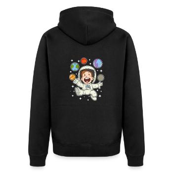 Astronaut Planet Star Space Space Space - Unisex Premium Organic Zip Hoodie - black - Back - Nico (187cm)