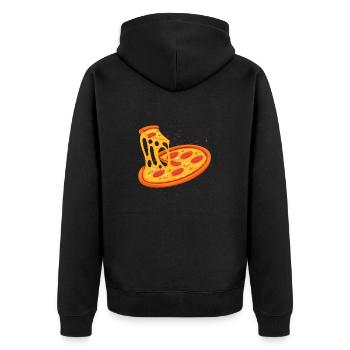 Pizza - Unisex Premium Bio Zip Hoodie - Schwarz - Hinten - Nico (187cm)