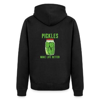 Pickles Make Life Better - Unisex Premium Organic Zip Hoodie - black - Back - Nico (187cm)