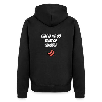 Das ist mir Wurst lustiges Denglisch Motiv Schwarz - Unisex Premium Bio Zip Hoodie - Schwarz - Hinten - Nico (187cm)