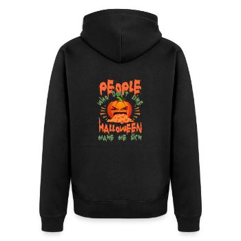 Halloween Sick Pumpkin - Unisex Premium Organic Zip Hoodie - black - Back - Nico (187cm)