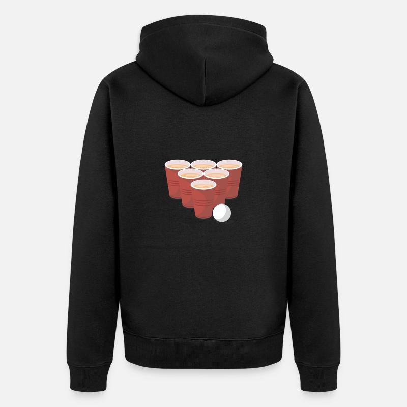 Beerpong Becherpyramide - Unisex Premium Bio Zip Hoodie - Schwarz