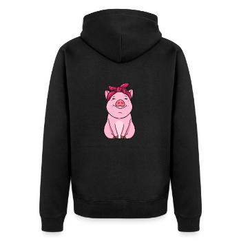 Cadeau ferme agricole · cochon rose - Veste à capuche bio Premium Unisexe - noir - Dos - Nico (187cm)