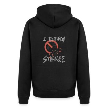 Drummer T-Shirt - Schlagzeug - Drums - Trommler - Unisex Premium Bio Zip Hoodie - Schwarz - Hinten - Nico (187cm)