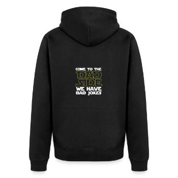 Dad side - Unisex Premium Organic Zip Hoodie - black - Back - Nico (187cm)