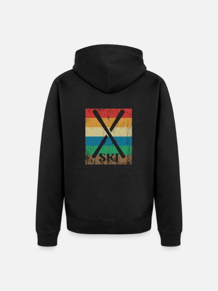 Ski Retro Style - Unisex Premium Bio Zip Hoodie - Schwarz