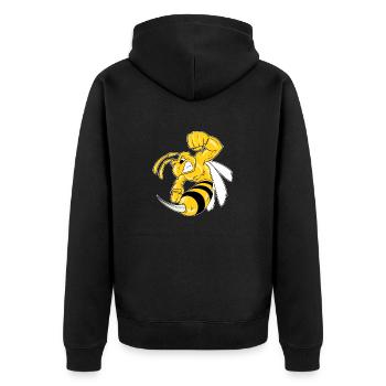 Fitness Wespe Biene Hornisse Muskeln Geschenk - Unisex Premium Bio Zip Hoodie - Schwarz - Hinten - Nico (187cm)