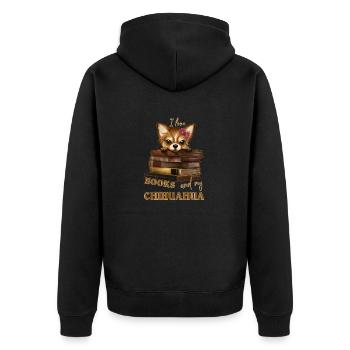 J'aime les livres et les chihuahuas - Veste à capuche bio Premium Unisexe - noir - Dos - Nico (187cm)