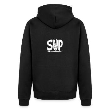 Sup, yoga, perfect gift - Unisex Premium Organic Zip Hoodie - black - Back - Nico (187cm)