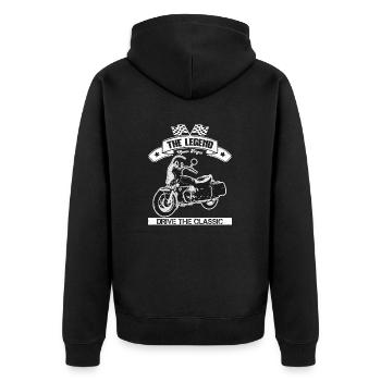 Guzzi Shirt Moto Motorrad California Biker T-Shirt - Unisex Premium Bio Zip Hoodie - Schwarz - Hinten - Nico (187cm)
