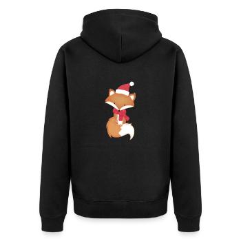 Winter Fuchs Schal Weihnachten Kawaii Süß Geschenk - Unisex Premium Bio Zip Hoodie - Schwarz - Hinten - Nico (187cm)