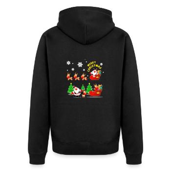 Krankenschwester Squad Santa Reindeer Christmas Flossing Tee - Unisex Premium Bio Zip Hoodie - Schwarz - Hinten - Nico (187cm)