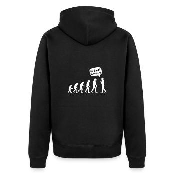 Evolution vergeigt lustiges T shirt - Unisex Premium Bio Zip Hoodie - Schwarz - Hinten - Nico (187cm)