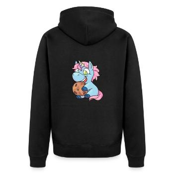 Vereinigungsgeschenk für Einhörner - Keks - Unisex Premium Bio Zip Hoodie - Schwarz - Hinten - Nico (187cm)