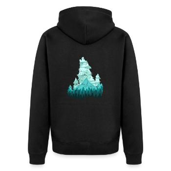 Wild Wolf Nature Wilderness Forest Loner Gift - Unisex Premium Organic Zip Hoodie - black - Back - Nico (187cm)