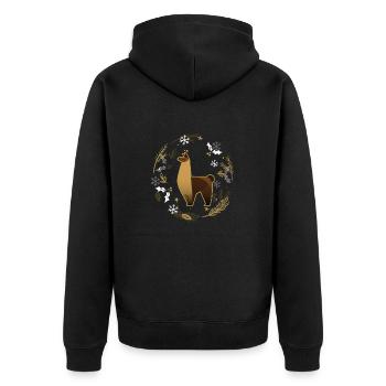 Lama Alpaka Weihnachten Tier Zoo Winter Geschenk - Unisex Premium Bio Zip Hoodie - Schwarz - Hinten - Nico (187cm)