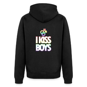 LGBT - Gay - Gay - I kiss boys - Veste à capuche bio Premium Unisexe - noir - Dos - Nico (187cm)
