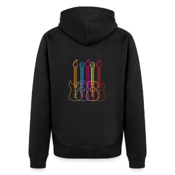 vintage Colored Guitars Music Lover Funny Gift - Unisex Premium Organic Zip Hoodie - black - Back - Nico (187cm)