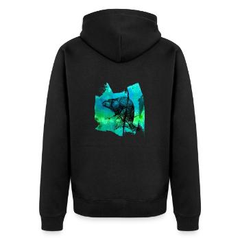 beaver - Unisex Premium Organic Zip Hoodie - black - Back - Nico (187cm)