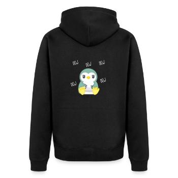 Pinguin – Pinguine – Gamer - Zocker - Nerd - Geek - Unisex Premium Bio Zip Hoodie - Schwarz - Hinten - Nico (187cm)