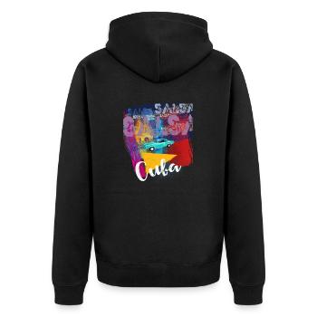 Salsa Cuba Havane T-shirt oldtimer pour salseros - Veste à capuche bio Premium Unisexe - noir - Dos - Nico (187cm)