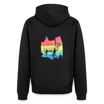Schaf sheep black sheep lamm t shirt geschenk - Unisex Premium Bio Zip Hoodie - Schwarz - Hinten - Nico (187cm)