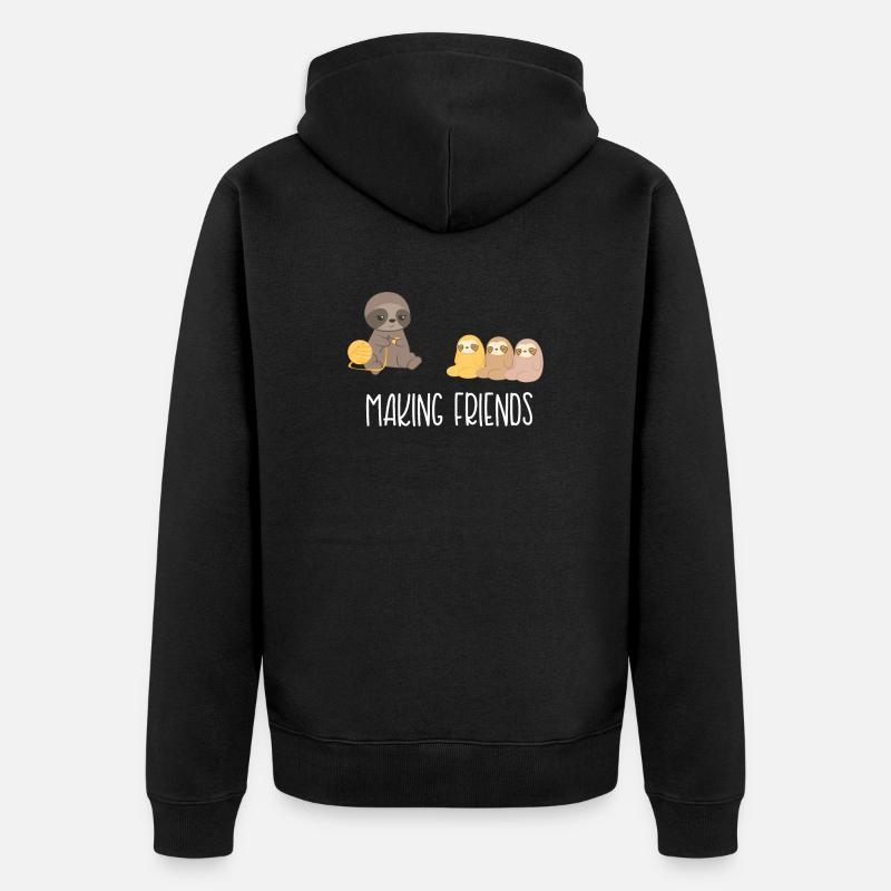 Sloth-Sloths-Introverti - Amis - Veste à capuche bio Premium Unisexe - noir