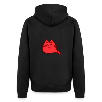 Katze - Unisex Premium Bio Zip Hoodie - Schwarz - Hinten - Nico (187cm)
