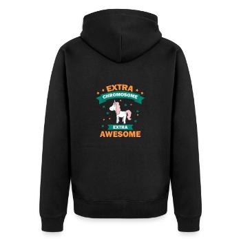 Einhorn Unicorn Glitzer Regenbogen Extra-Chromosom - Unisex Premium Bio Zip Hoodie - Schwarz - Hinten - Nico (187cm)
