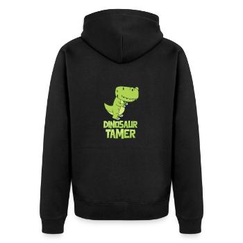 Dinosaurier Reptilien Geschenk lustig Dino süß fun - Unisex Premium Bio Zip Hoodie - Schwarz - Hinten - Nico (187cm)