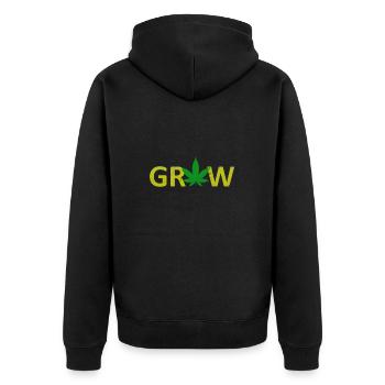 Weed - Grow - Unisex Premium Bio Zip Hoodie - Schwarz - Hinten - Nico (187cm)
