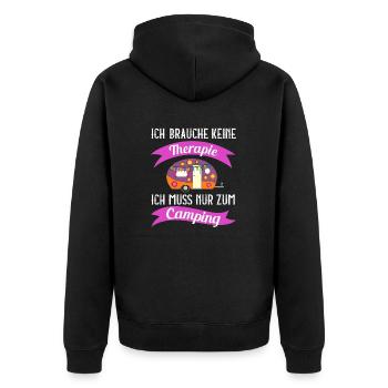 I don't need therapy I just need camping - Unisex Premium Organic Zip Hoodie - black - Back - Nico (187cm)