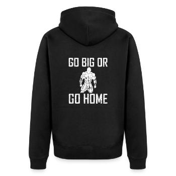 Fitness Go Big - Unisex Premium Bio Zip Hoodie - Schwarz - Hinten - Nico (187cm)