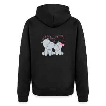Hippopotame - Hippopotame - Hippopotame - Couple - Coeur - Veste à capuche bio Premium Unisexe - noir - Dos - Nico (187cm)