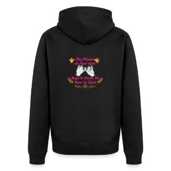 Bestfriend –Geschenkidee - Unisex Premium Bio Zip Hoodie - Schwarz - Hinten - Nico (187cm)