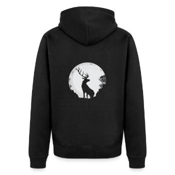 Cerf lune nuit forêt paix calme - Veste à capuche bio Premium Unisexe - noir - Dos - Nico (187cm)