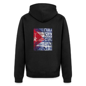 Cuba Flag distressed T-Shirt - Unisex Premium Bio Zip Hoodie - Schwarz - Hinten - Nico (187cm)