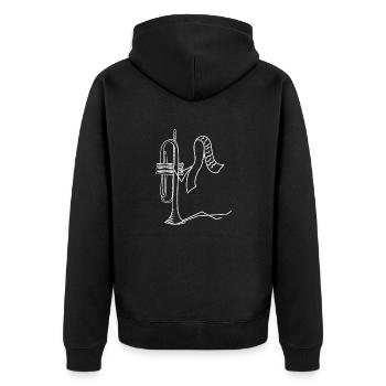 Trompete - Trompeten - Trompeter - Notenblatt - Unisex Premium Bio Zip Hoodie - Schwarz - Hinten - Nico (187cm)