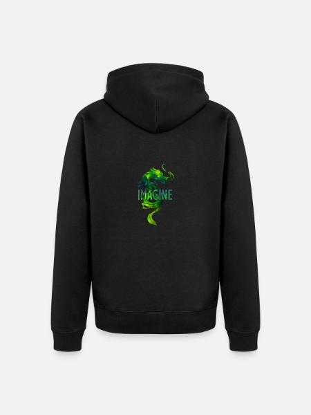 Imagine Fantasy Dragon Tattoo Style Design - Unisex Premium Bio Zip Hoodie - Schwarz