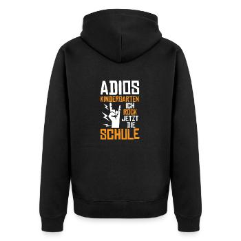 Adios Kindergarten ich rock jetzt die Schule - Unisex Premium Bio Zip Hoodie - Schwarz - Hinten - Nico (187cm)
